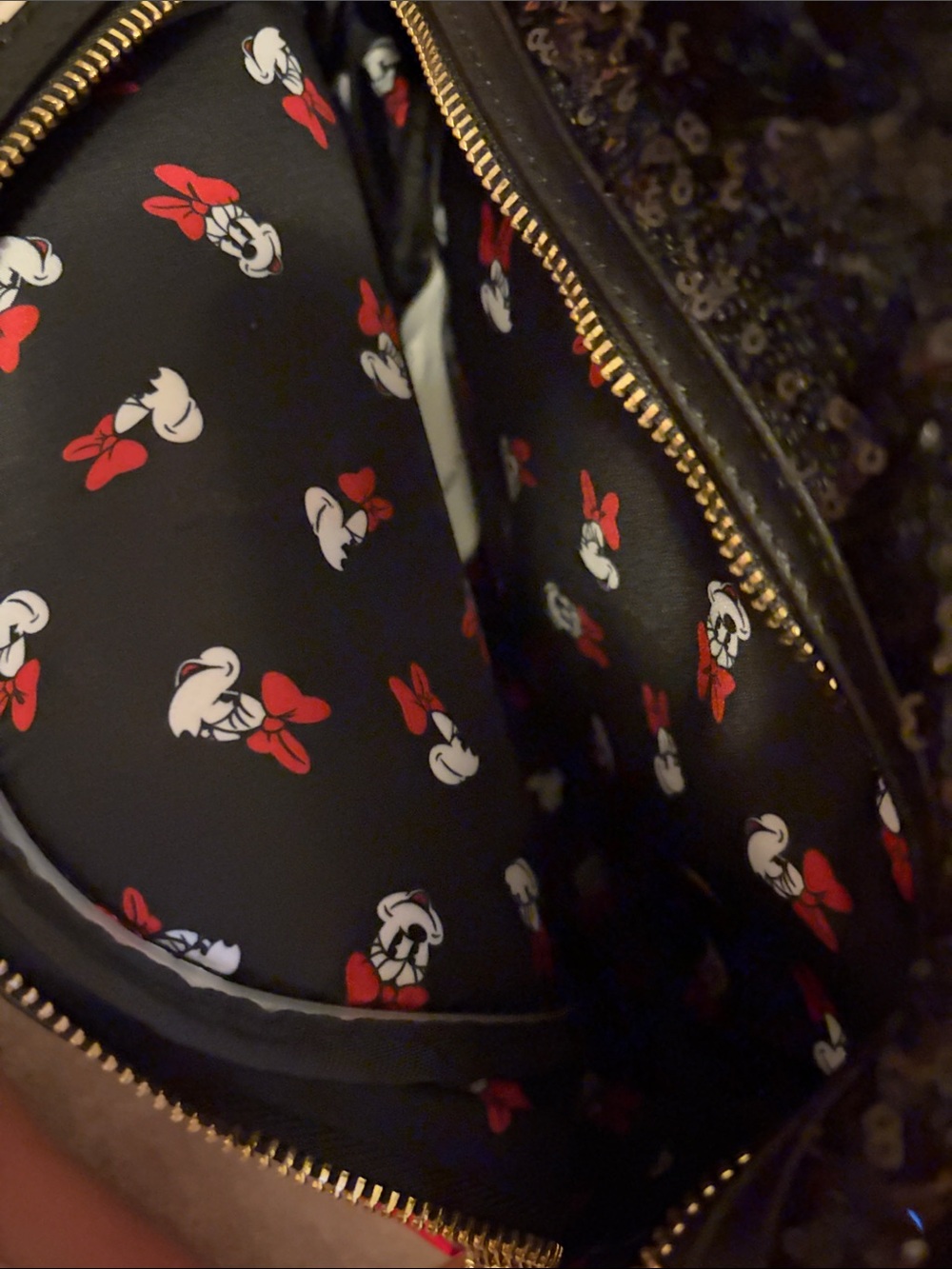 Disney Red and White Polka Dot Minnie Backpack with Sequin Ears - Picture 3 of 5